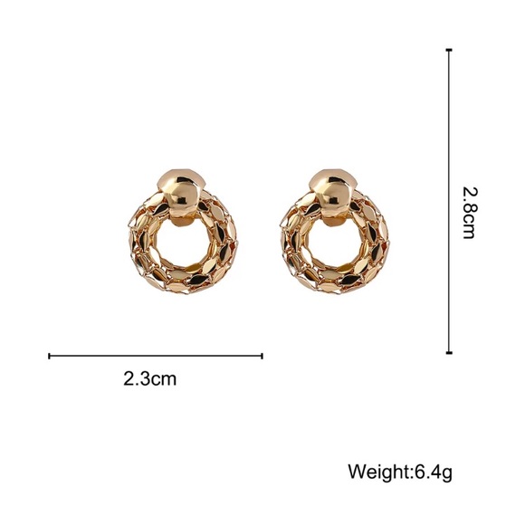 Fashion Gold Tone Circle Earrings - Picture 3 of 5